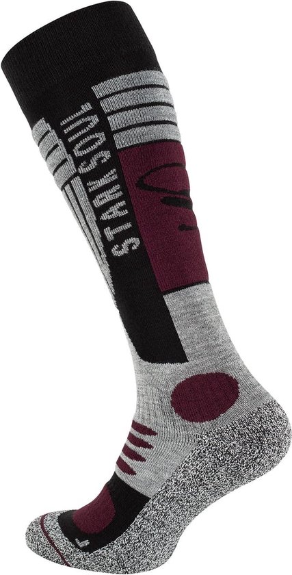 2 paar Ski en Snowboardkousen - Stark Soul - Grijs/Bordeaux - Maat 39/42
