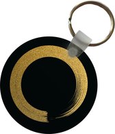 Sleutelhanger - Cirkel van gouden glitter op een zwarte achtergrond - Plastic - Rond - Uitdeelcadeautjes