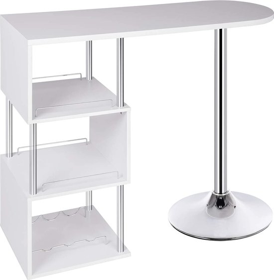 Table De Bar Blanche Vicco Vincent – Comptoir Mange-Debout 113 Cm