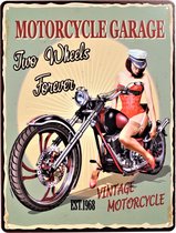 2D Metalen wandbord "Motorcycle Garage" 33x25cm