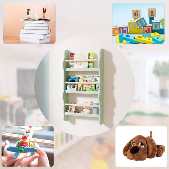 SoBuy FRG225-W Boekenplank voor kinderen Kinderboekenrek Hangrek Bboekenrek krantenrek