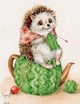 Diamond painting - Hedgehog is cozy - egel - 30x40 cm - full - rond - canvas gespannen