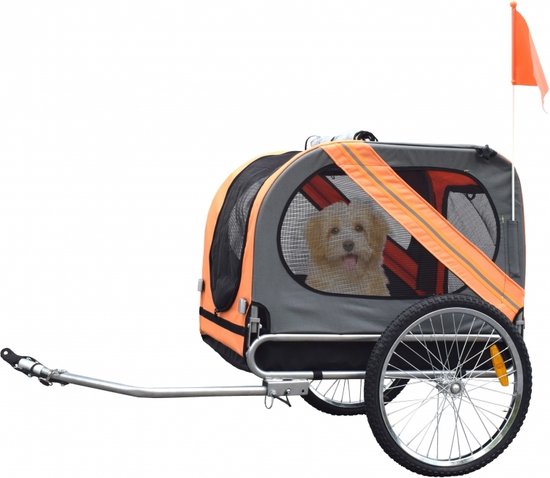 Duvo+ Fietskar Pet trailer  80×56,5x63cm Grijs Oranje