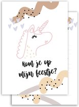 NynkeOntwerpt - Uitnodigingskaarten unicorn - 10 stuks - Uitnodigingskaarten - Verjaardag meisje