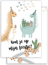 NynkeOntwerpt - Uitnodiging kinderfeestje dino's - 10 stuks - uitnodigingskaarten - verjaardag jongen