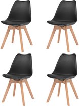 4 Moderne kunststof eetkamerstoelen stoelen met zachte lederen zitting - zwart - black - ergonomische kuipstoelen - Palerma Design - ergonomisch - stoel - zetel - zacht - leer - wo