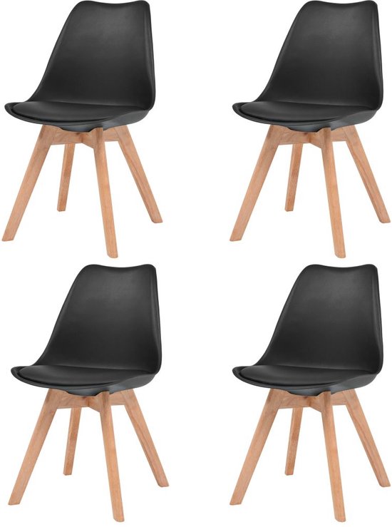 vrek pint In dienst nemen 4 Moderne kunststof eetkamerstoelen stoelen met zachte lederen zitting -  zwart - black... | bol.com