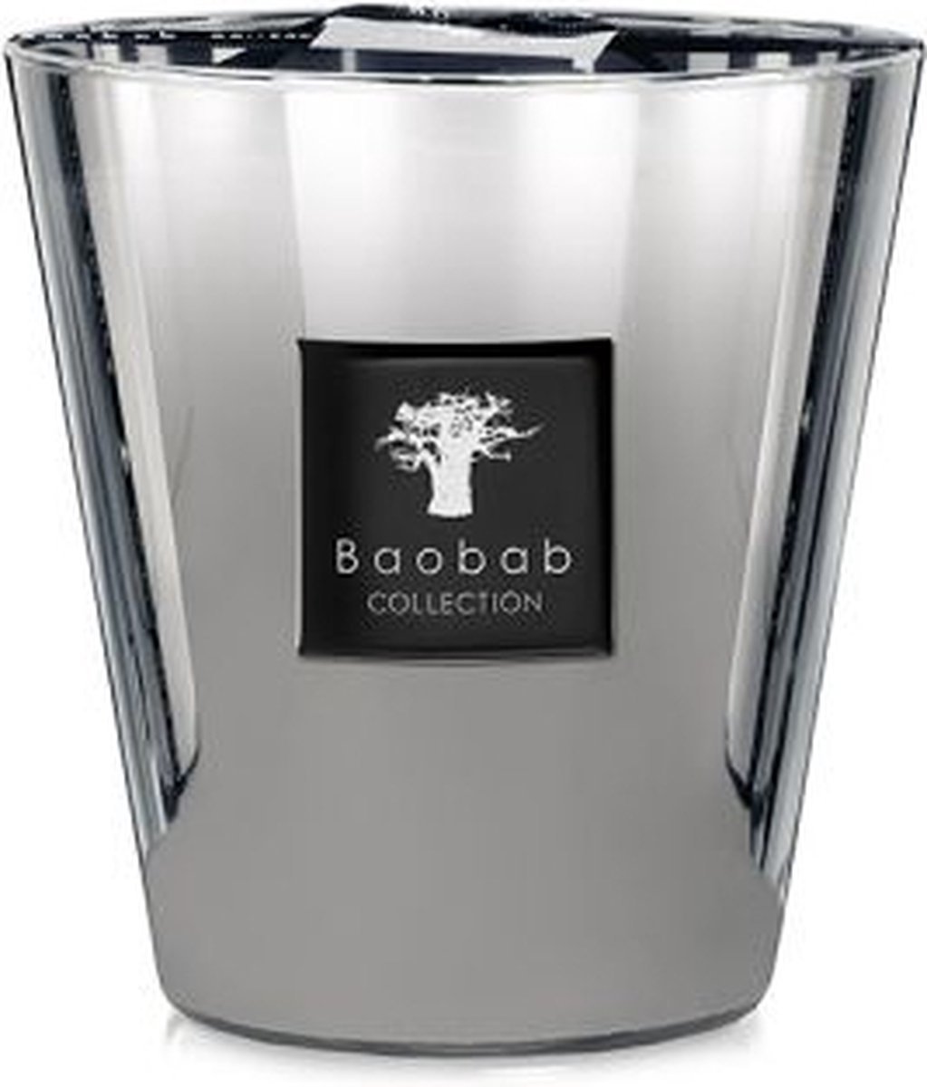 Baobab Collection Platinum Exclusive - Luxe Geurkaars 24cm Zilverkleurig