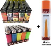 100 stuks Aanstekers - 50 stuks wegwerp aansteker en 50 stuks klik aanstekers navulbaar met Gratis gasfles