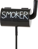 Tuinsteker asbak smoker- voor de rokers onder ons. - 116 hoog 20 cm breed - metaal - zwart met tekst