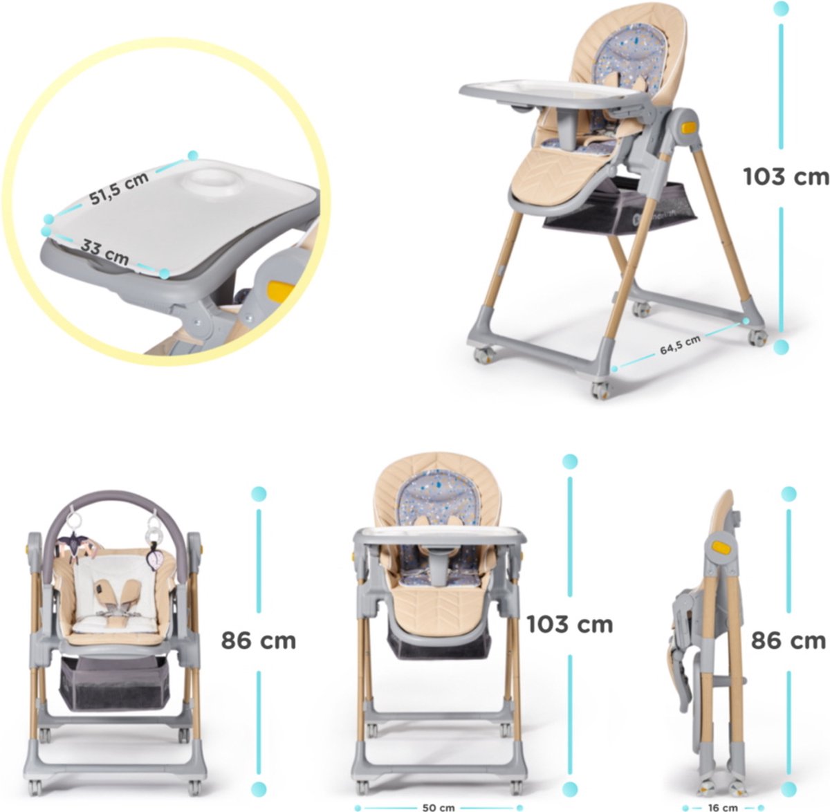 Kinderstoel opvouwbaar Kid's Concept off-white