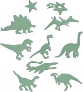 LuxuryLiving - Muurstickers - Dinosaurus - glow-in-the-dark - Kinderkamer / Slaapkamer - 9 cm - Groen - 24-stuks