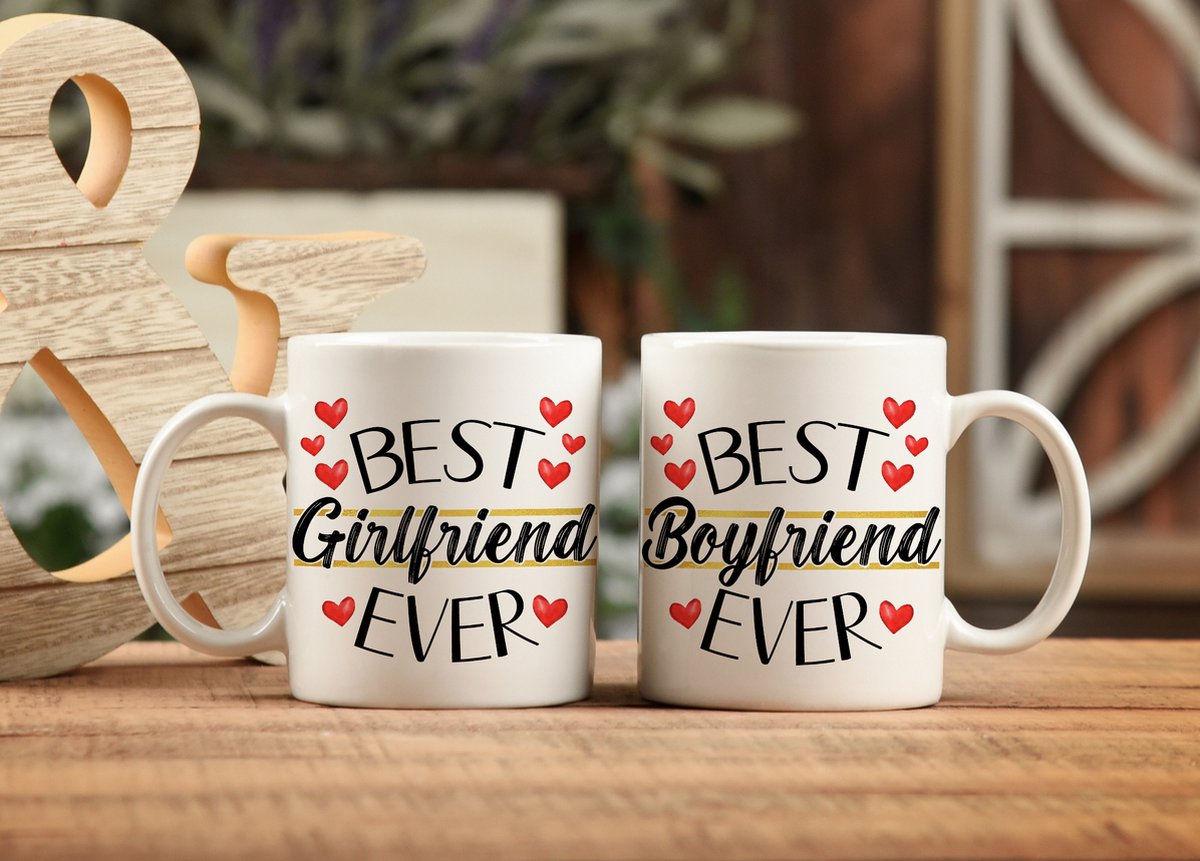 Valentijn Boyfriend/Girlfirend Set - Beker - Valentijnscadeau - Cadeau - Valentijn - Gratis Inpak Service