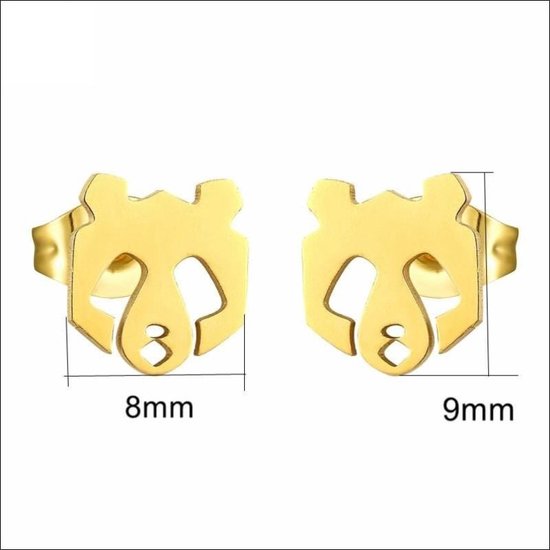 Aramat jewels ® - Zweerknopjes pandabeer oorbellen 9mm chirurgisch staal goudkleurig