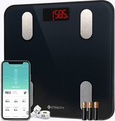 ETEKCITY digitale personenweegschaal met app, lichaamsvetweegschaal, Bluetooth Smart weegschaal, voor 13 lichaamsgegevens, gewicht, BMI enz. tot 180 kg, zwart