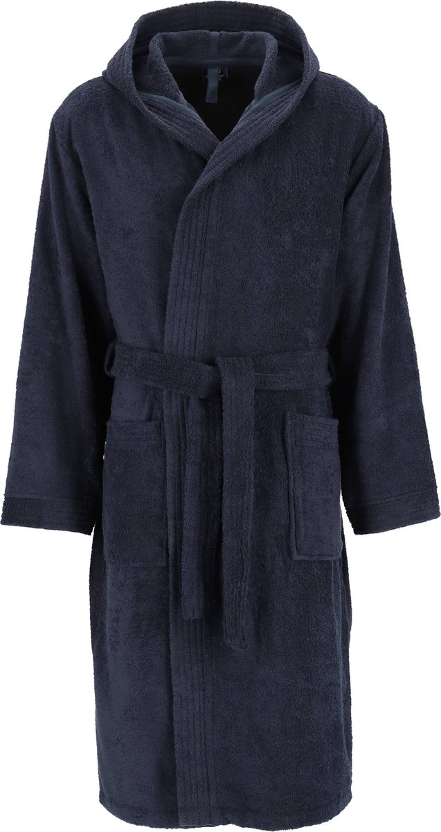 Ceceba heren badjas badstof - met capuchon - donkerblauw