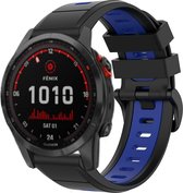 Siliconen Smartwatch bandje - Geschikt voor  Garmin Fenix 7x sport gesp band - zwart/blauw - Strap-it Horlogeband / Polsband / Armband