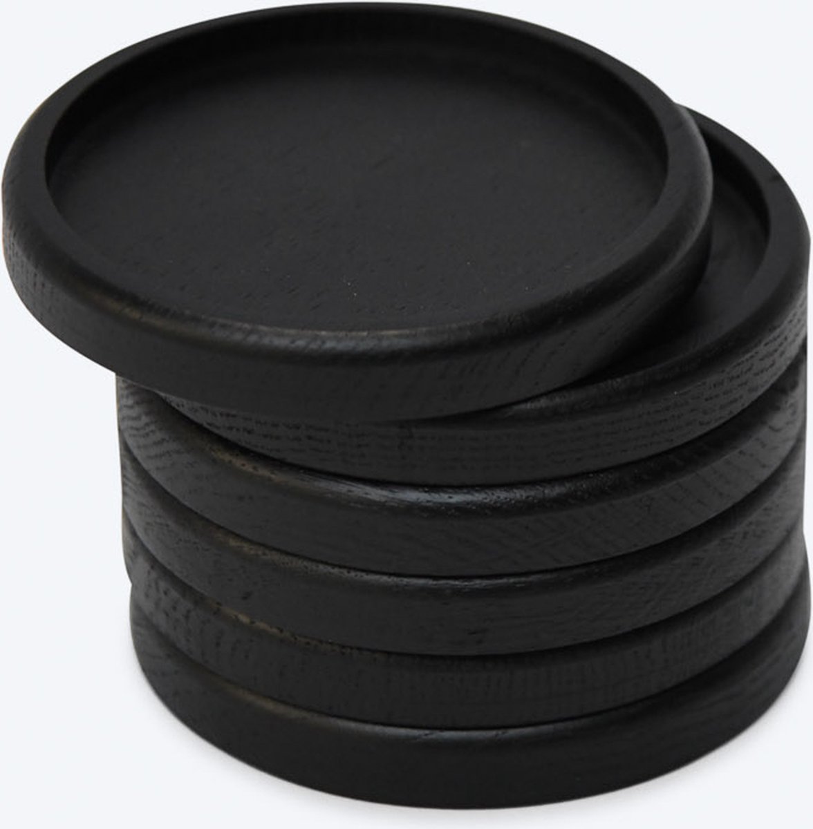COOKX - Onderzetters voor Glazen - 100% Eikenhout - Matzwart - 6 stuks