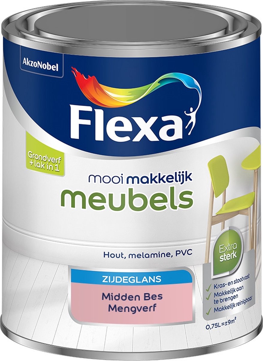 Flexa Mooi Makkelijk Verf - Meubels - Mengkleur - Midden Bes - 750 ml