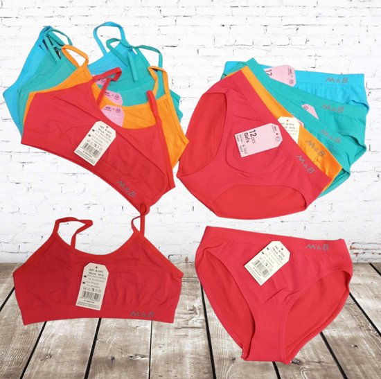 Meisjes ondergoed set bh top met slip felle kleuren 6 sets -s&C-2/4- Ondergoed sets | bol.com