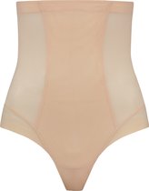 Bye Bra Powermesh String Met Hoge Taille, Sterke Correctie string, Dubbellaags Voorpaneel, Siliconen Band, Shapewear thong Voor Dames, Powermesh Shapewear, Beige, Xl