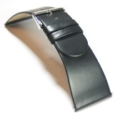 Horlogeband - Echt Leer - 32 mm - zwart - glad - ongestikt - Soepel