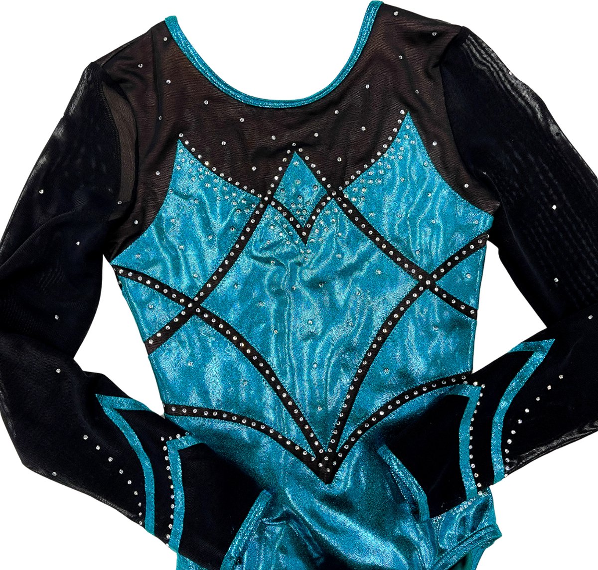 Sparkle&Dream Gympakje Turnpakje Noa Turquoise - INT | maat 110 - 116 voor turnen en gymnastiek