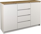 Ladekast - Commode - Wit/Eiken - Dressoir - 120 cm