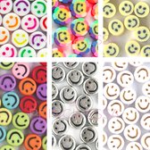 Smiley kralenset – Unieke mix 105 stuks – Regenboogkleuren – 7mm en 10mm kralen – Acryl en Polymeer klei - Zelf sieraden maken voor kinderen en volwassenen – DIY