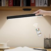 Bureaulamp | Leeslamp | Magnetisch | Kastverlichting | Usb-Acculamp | Led | Afstandsbediening | Dimbaar | 2000 mAH | Zwart | 3 Kleurenniveaus | Draaibaar | 2 Micro-Usb-Kabels | 34 x 7 x 6.7 C