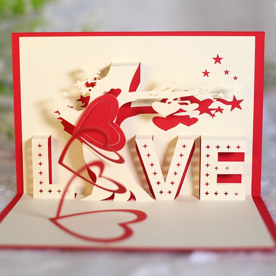 5 stuks Valentijnsdag Wenskaarten met envelop - 3D pop-up - Jubileum - Cadeaus voor Vriendin Vriendje Echtgenoot Vrouw- verjaardag - greeting cards - Anniversary - Birthday