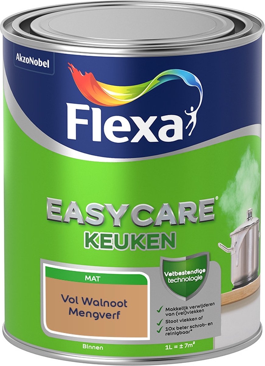 Flexa Easycare Muurverf - Keuken - Mat - Mengkleur - Vol Walnoot - 1 liter