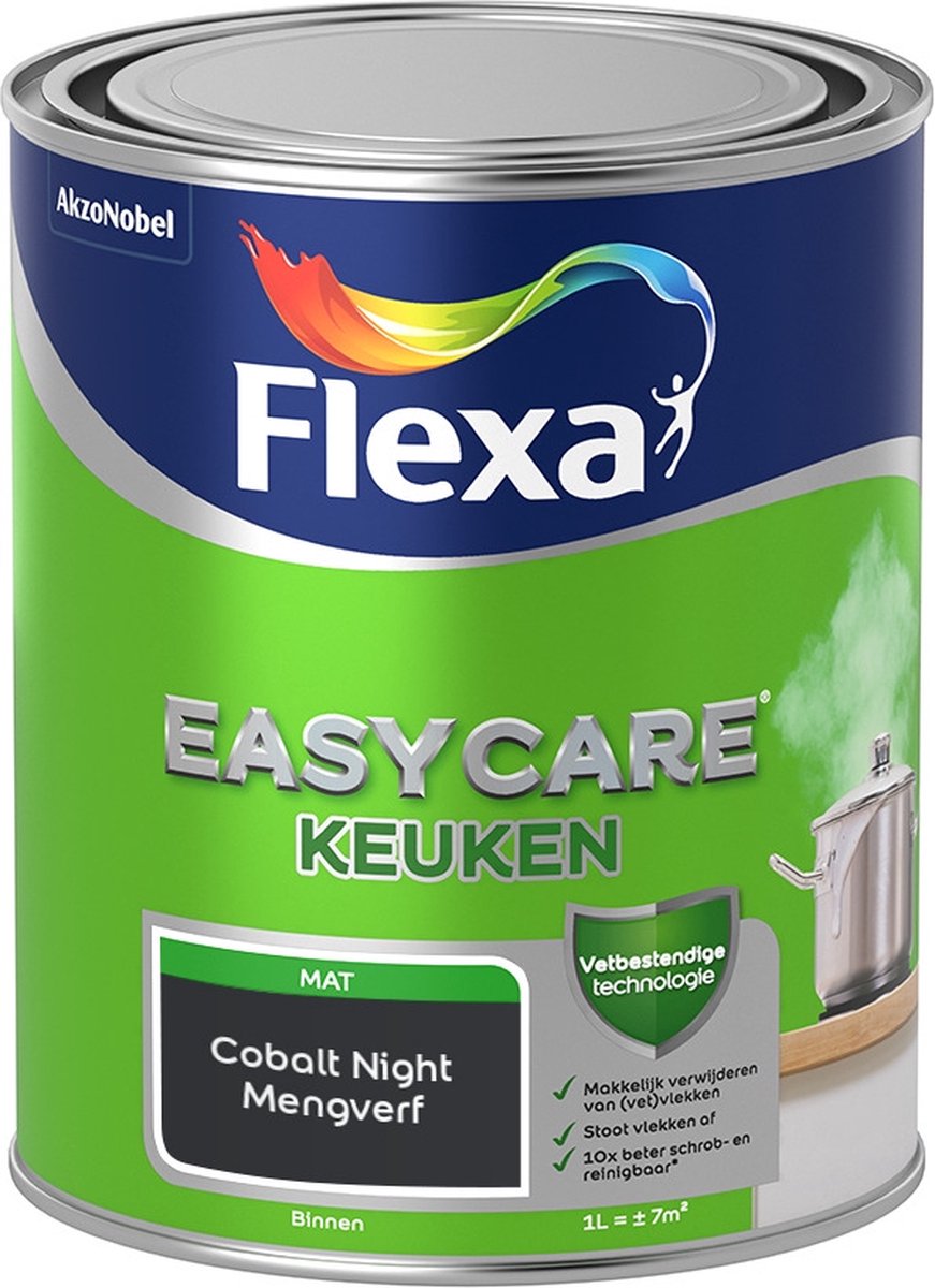Flexa Easycare Muurverf - Keuken - Mat - Mengkleur - Cobalt Night - 1 liter