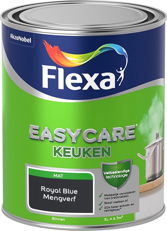 Flexa Easycare Muurverf - Keuken - Mat - Mengkleur - Royal Blue - 1 liter