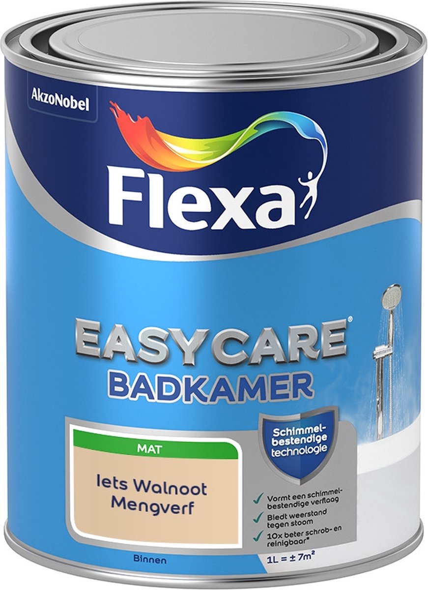 Flexa Easycare Muurverf - Badkamer - Mat - Mengkleur - Iets Walnoot - 1 liter