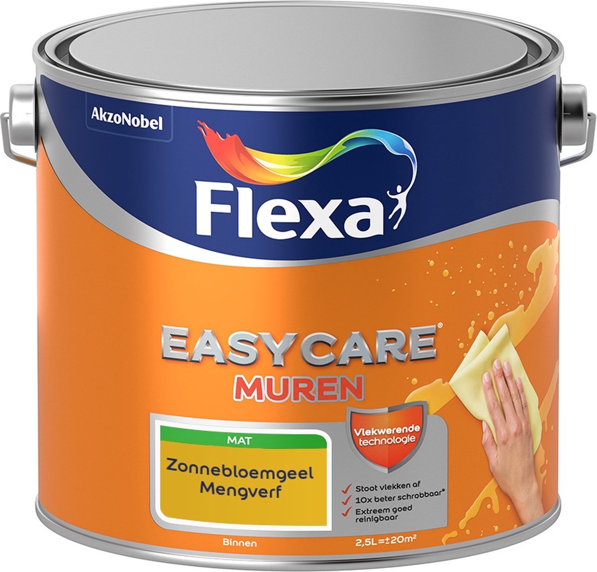 Flexa Easycare Muurverf - Mat - Mengkleur - Zonnebloemgeel - 2,5 liter