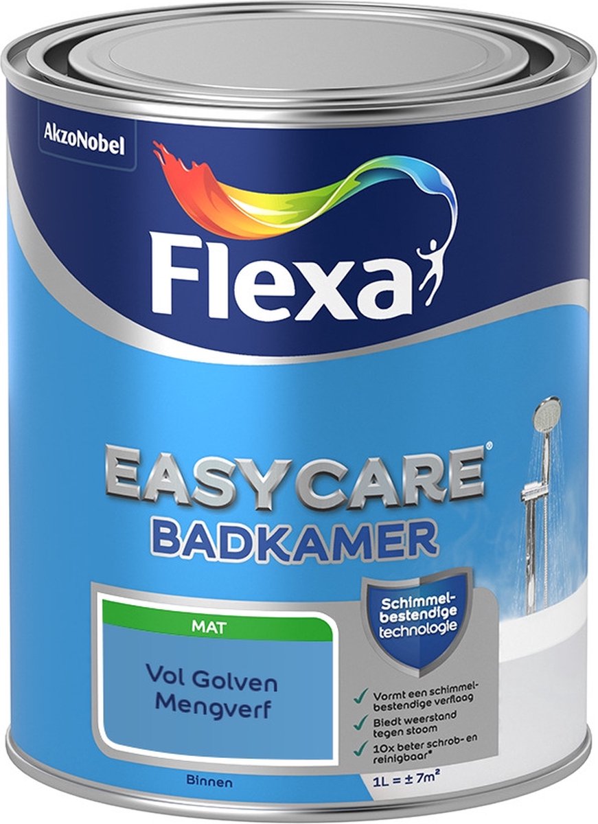 Flexa Easycare Muurverf - Badkamer - Mat - Mengkleur - Vol Golven - 1 liter
