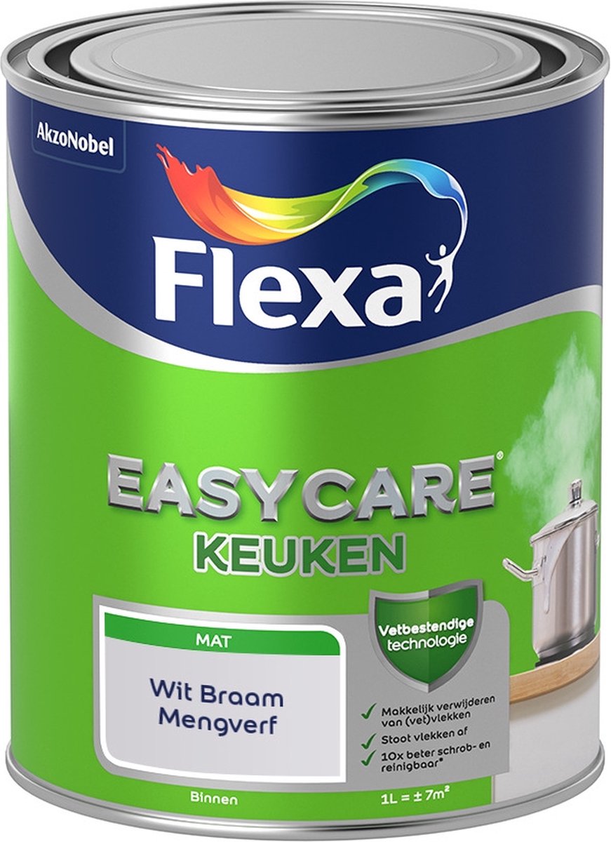 Flexa Easycare Muurverf - Keuken - Mat - Mengkleur - Wit Braam - 1 liter