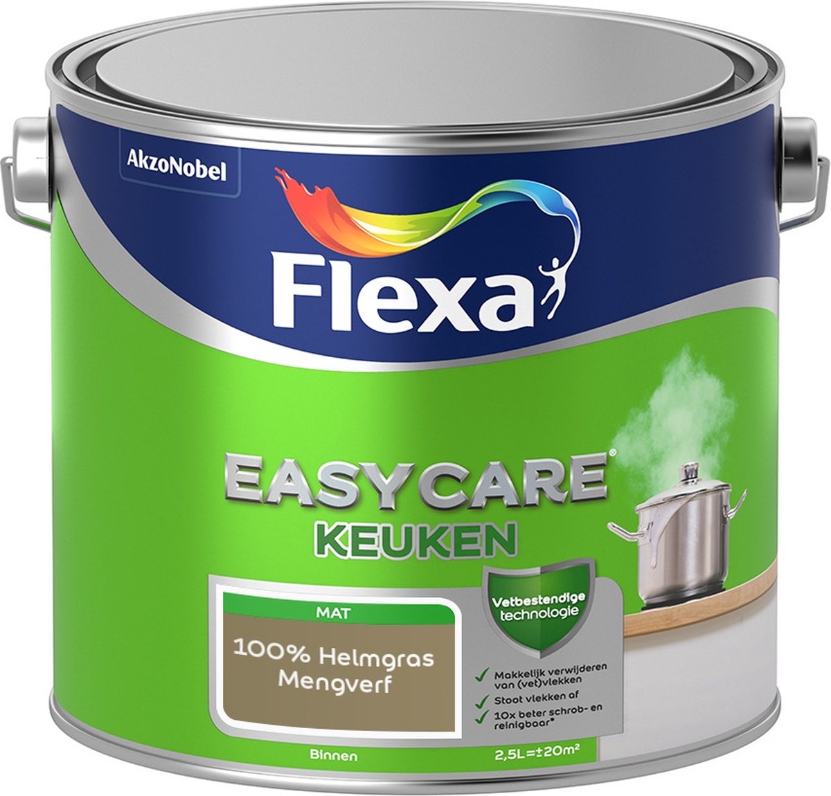 Flexa Easycare Muurverf - Keuken - Mat - Mengkleur - 100% Helmgras - 2,5 liter