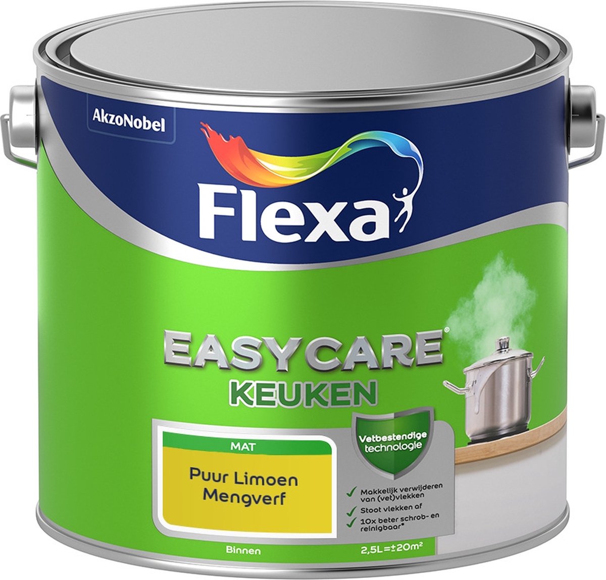 Flexa Easycare Muurverf - Keuken - Mat - Mengkleur - Puur Limoen - 2,5 liter
