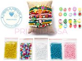 Zelf sieraden maken kralen pakket - Armbandjes en enkelbandjes – Fruit mix figuurkralen - 4mm rocailles – Geel, roze, turquoise, wit, Ibiza mix - Kinderen en volwassenen – Klei kra