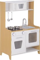 furnibella- Kinderkeuken Houten speelkeuken met geluid en licht naturel+wit