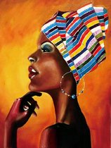 Diamond painting - Portrait of an African - 50x65 cm - full - rond - canvas gespannen