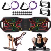 AIMTOP Opvouwbare push-upgrepen, 9-in-1 push-up-board, multifunctionele push-upboard met weerstandsband, fitnessapparaten, fitnesstraining voor thuis, sporttoestel, spieropbouw, bo