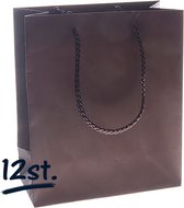 12st stevige draagtassen papier (16x19)+8cm | cadeautasje | zak | gift bag | verpakking | gedraaid koord greep