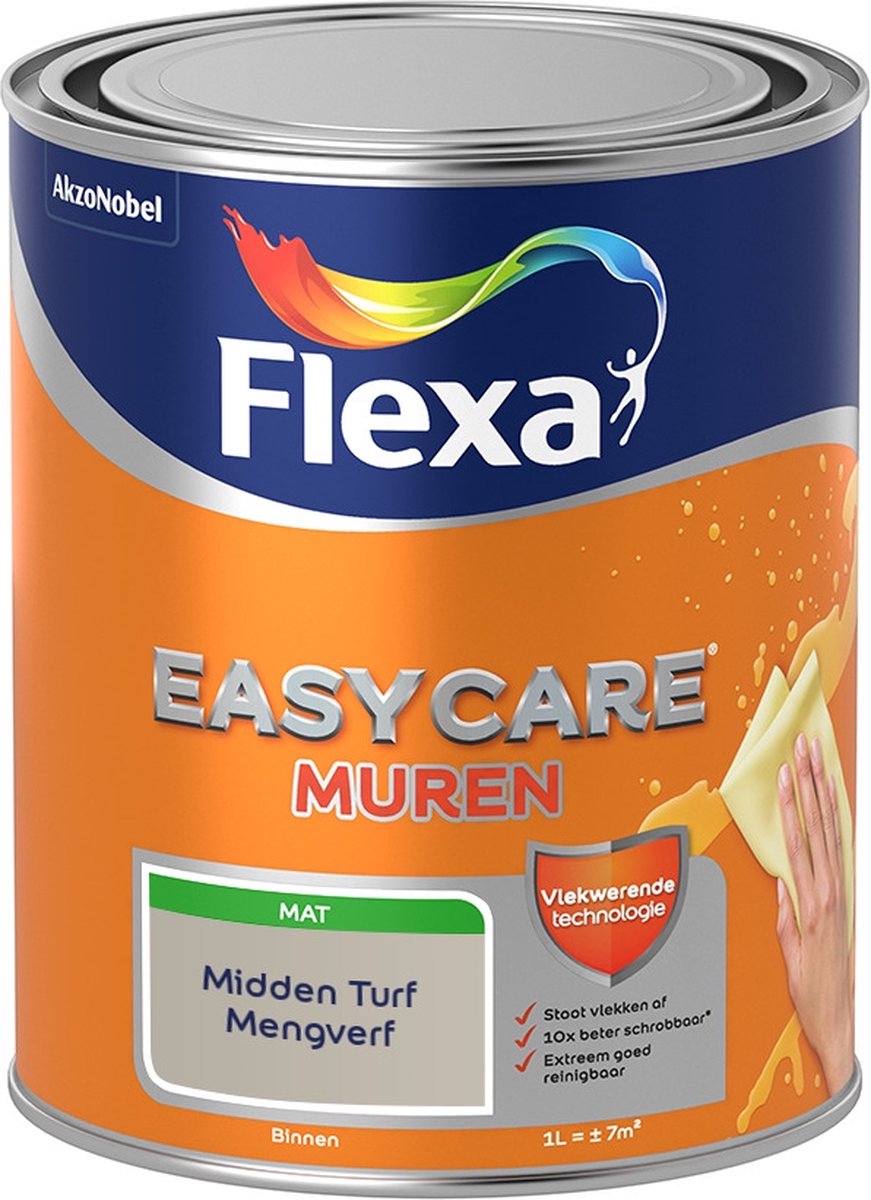 Flexa Easycare Muurverf - Mat - Mengkleur - Midden Turf - 1 liter