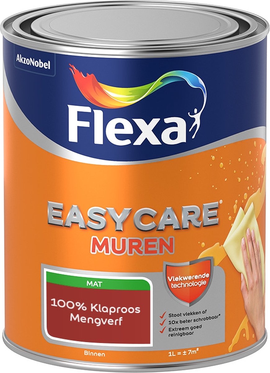 Flexa Easycare Muurverf - Mat - Mengkleur - 100% Klaproos - 1 liter