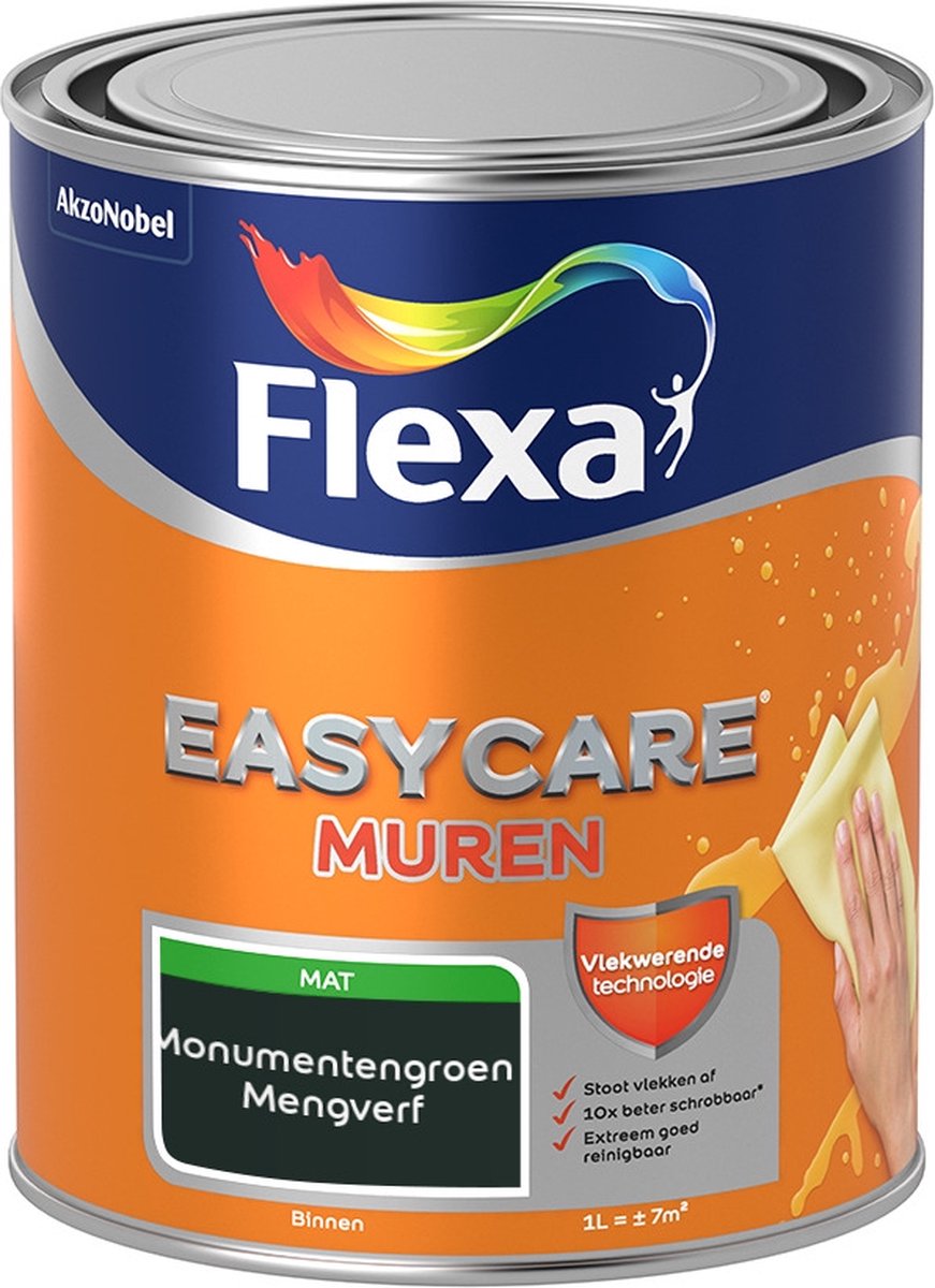 Flexa Easycare Muurverf - Mat - Mengkleur - Monumentengroen - 1 liter