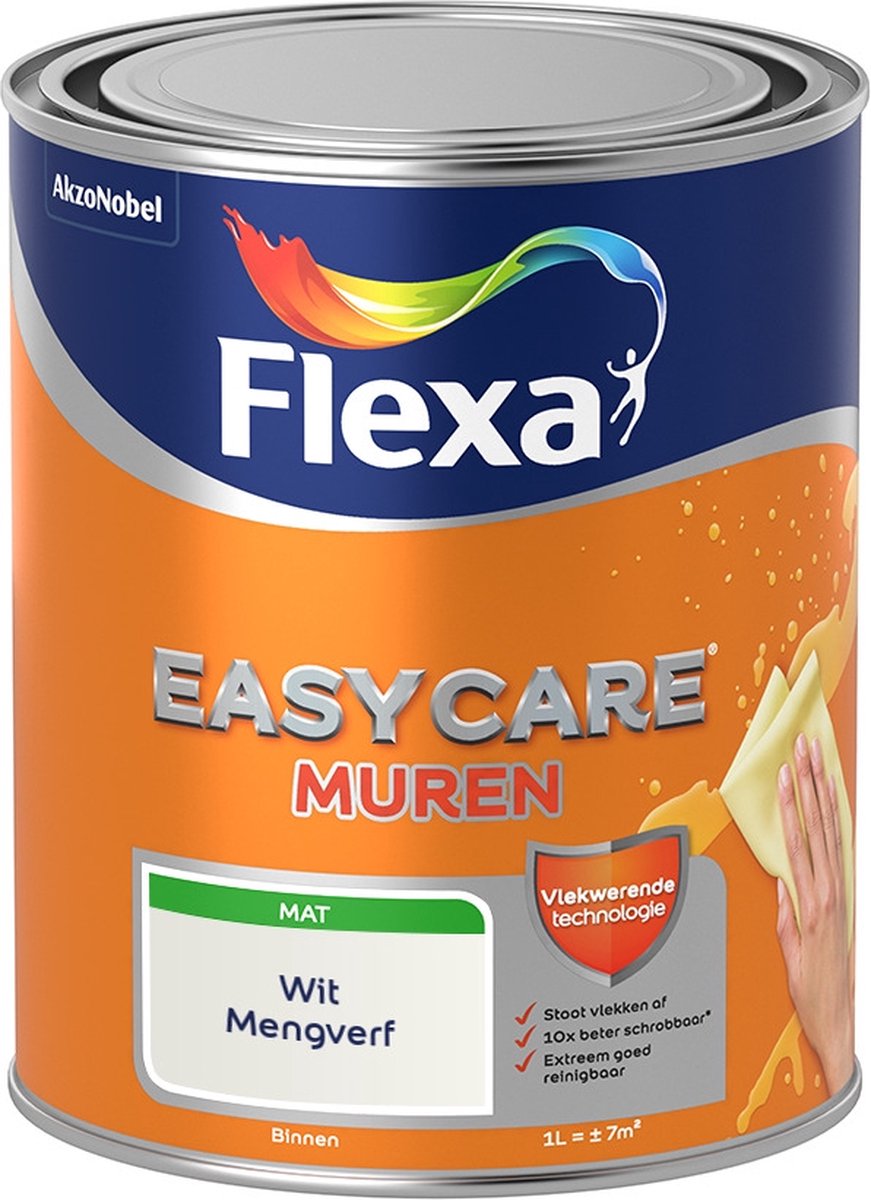 Flexa Easycare Muurverf - Mat - Mengkleur - Wit - 1 liter