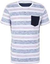 TOM TAILOR striped t-shirt with pocket Heren T-shirt - Maat XXL